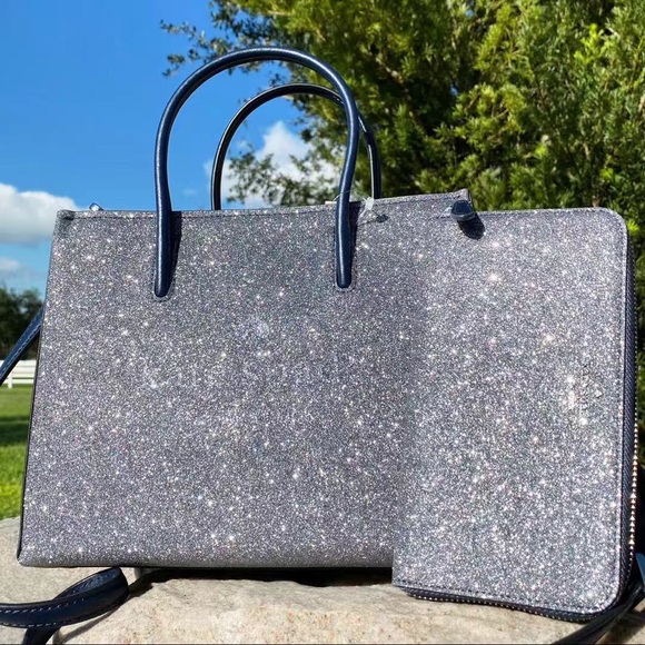 BUNDLE💞NWT Kate Spade Glitter Shopper & Wallet - Picture 3 of 5